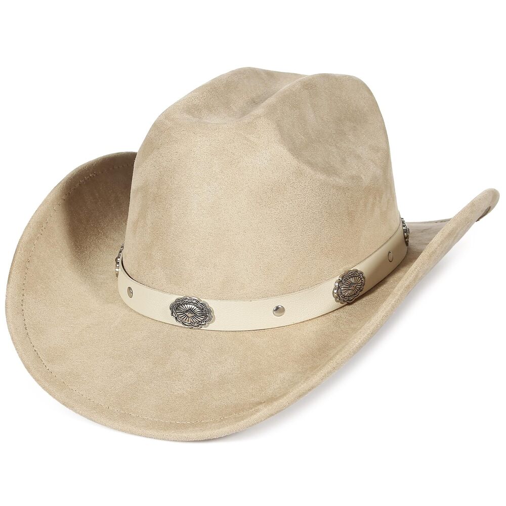 5417 Women's Suede Cowboy Hat For Men Classic Wide Brim Western Cattleman